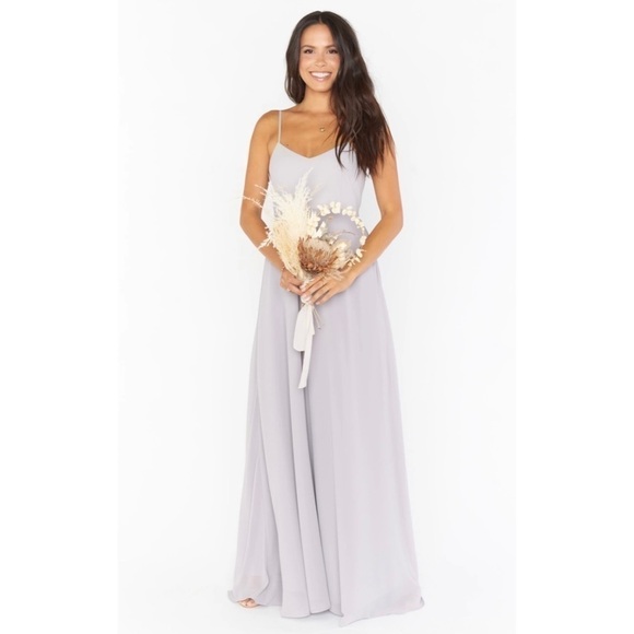 NWOT SHOW ME YOUR MUMU Faith Maxi Dress Dove Grey Chiffon Extra Large - Picture 1 of 6